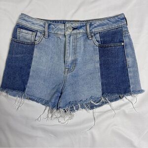 PacSun High Rise Color Block Denim Cut Off Shorts Women’s 25